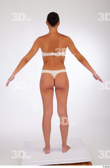 Whole Body Woman White Underwear Slim Standing Studio photo references