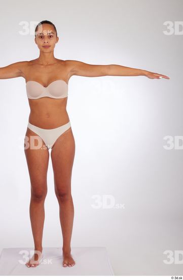 Whole Body Woman White Underwear Slim Standing Studio photo references