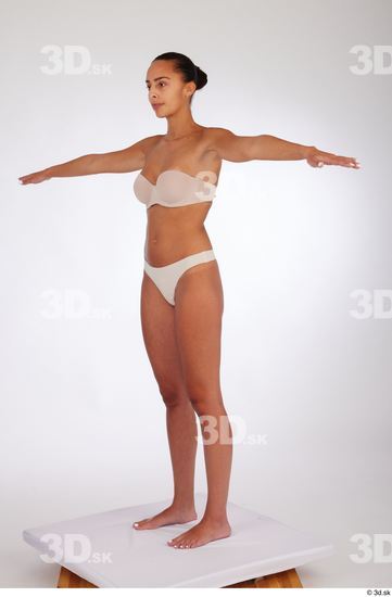 Whole Body Woman White Underwear Slim Standing Studio photo references