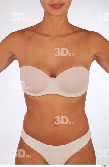 Upper Body Woman White Underwear Slim Studio photo references