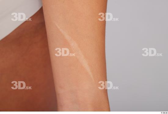 Forearm Woman White Scar Slim Studio photo references