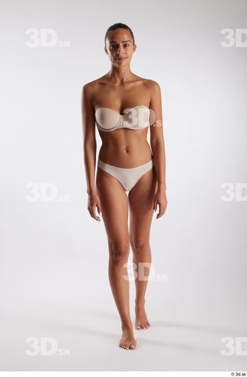 Whole Body Woman White Underwear Slim Walking Studio photo references