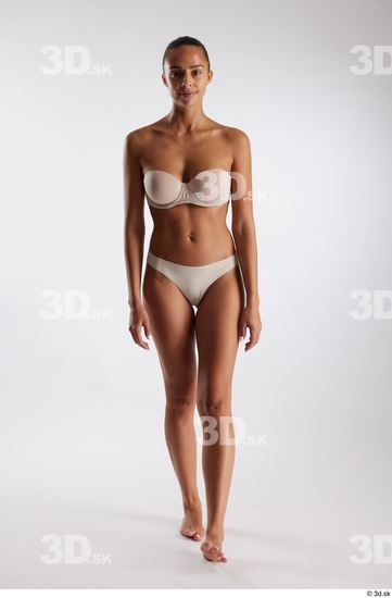 Whole Body Woman White Underwear Slim Walking Studio photo references