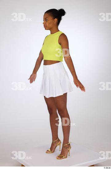 Whole Body Woman White Black Casual Skirt Slim Standing Top Studio photo references