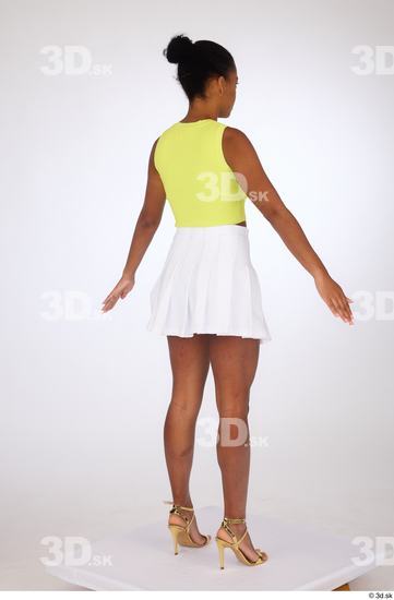 Whole Body Woman White Black Casual Skirt Slim Standing Top Studio photo references