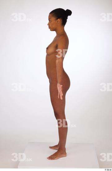 Whole Body Woman White Black Nude Slim Standing Studio photo references