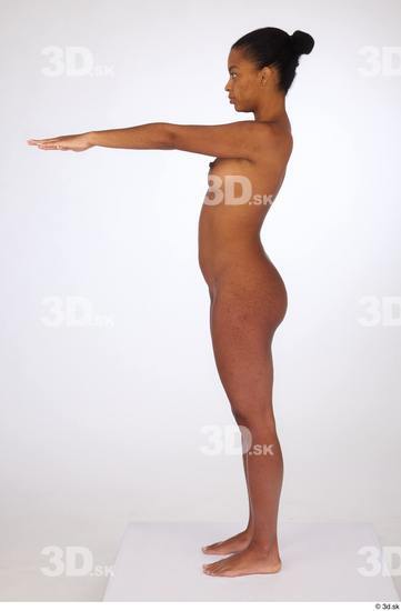 Whole Body Woman White Black Nude Slim Standing Studio photo references