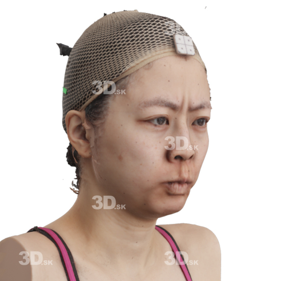 Head Woman Asian 3D Phonemes And Emotions