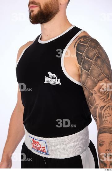 Upper Body Man White Sports Slim Top Studio photo references