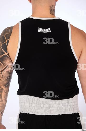 Upper Body Man White Sports Slim Top Studio photo references