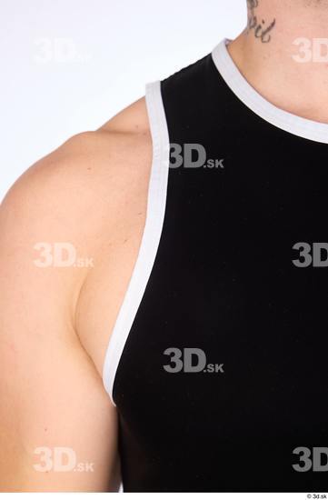 Upper Body Man White Sports Slim Top Studio photo references