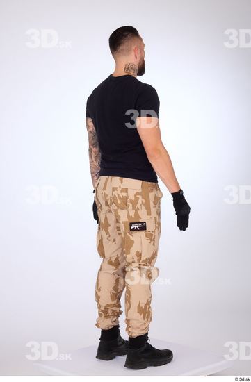 Whole Body Man White Gloves Trousers Slim Standing Studio photo references