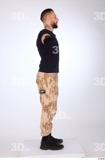 Whole Body Man White Gloves Trousers Slim Standing Studio photo references