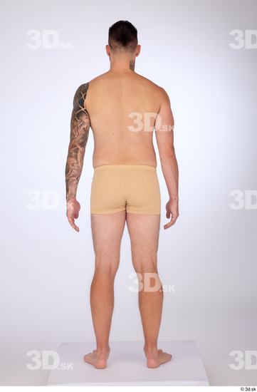 Whole Body Man White Underwear Slim Standing Studio photo references