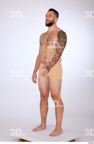 Whole Body Man White Underwear Slim Standing Studio photo references