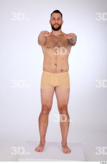 Whole Body Man White Underwear Slim Standing Studio photo references