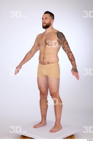 Whole Body Man White Underwear Slim Standing Studio photo references