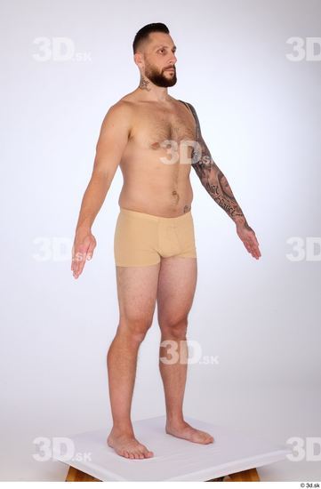 Whole Body Man White Underwear Slim Standing Studio photo references