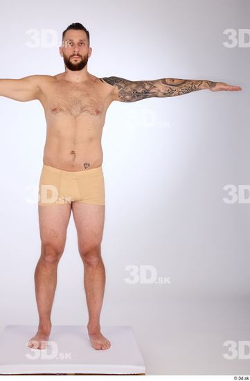 Whole Body Man White Underwear Slim Standing Studio photo references