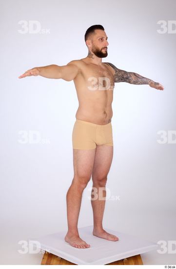 Whole Body Man White Underwear Slim Standing Studio photo references