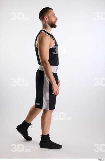 Whole Body Man White Sports Shorts Slim Athletic Walking Top Studio photo references