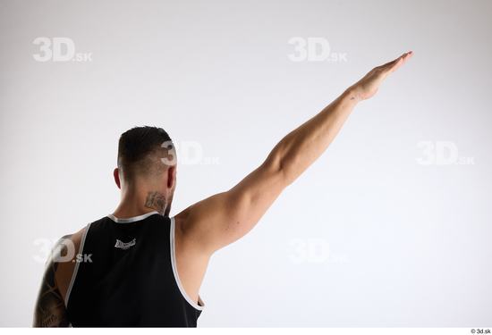 Arm Back Man White Sports Slim Athletic Top Studio photo references