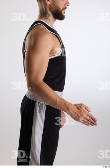 Arm Man White Sports Slim Athletic Top Studio photo references