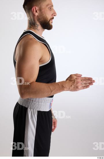 Arm Man White Sports Slim Athletic Top Studio photo references