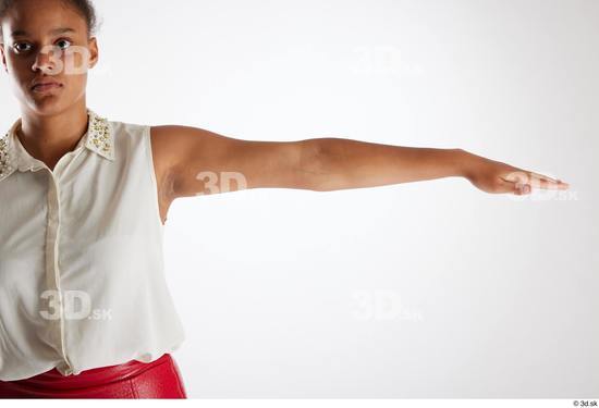 Arm Woman White Black Casual Blouse Average Studio photo references