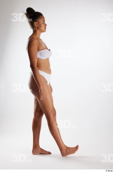 Whole Body Woman White Black Underwear Average Walking Studio photo references