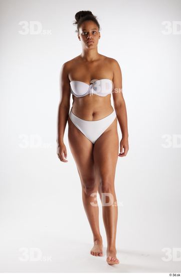 Whole Body Woman White Black Underwear Average Walking Studio photo references