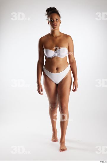 Whole Body Woman White Black Underwear Average Walking Studio photo references