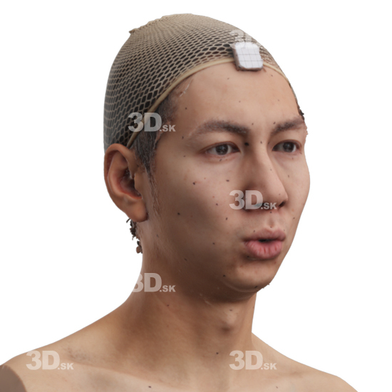 Head Man Asian 3D Phonemes And Emotions