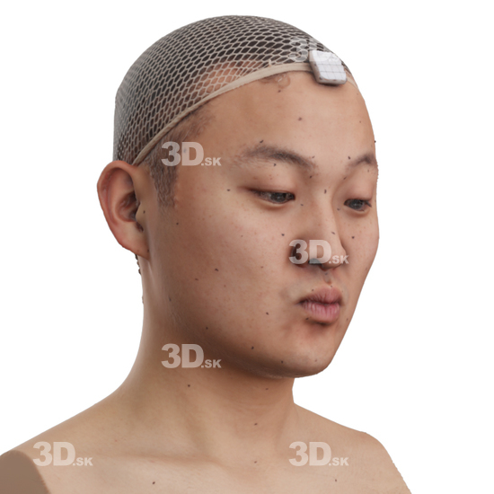 Head Man Asian 3D Phonemes And Emotions