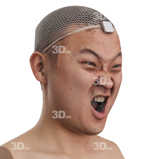 Head Man Asian 3D Phonemes And Emotions