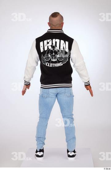 Whole Body Man White Casual Jeans Jacket Muscular Standing Studio photo references