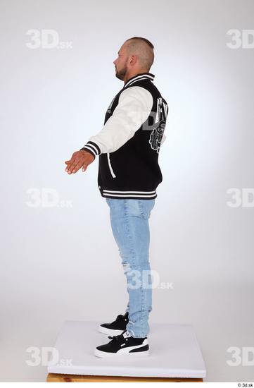 Whole Body Man White Casual Jeans Jacket Muscular Standing Studio photo references