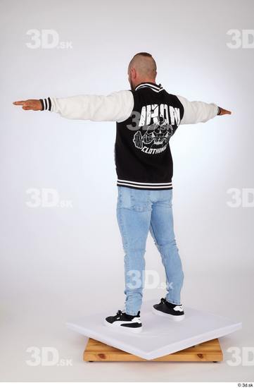 Whole Body Man White Casual Jeans Jacket Muscular Standing Studio photo references