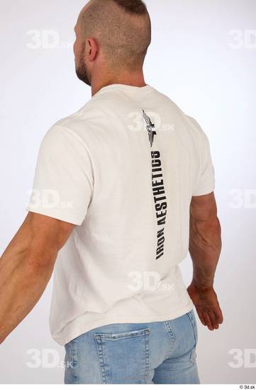 Upper Body Man White Casual Muscular Studio photo references