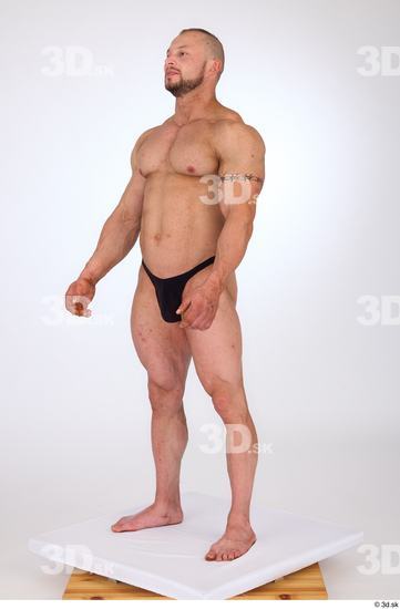 Whole Body Man White Underwear Muscular Standing Studio photo references