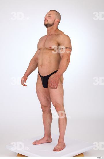 Whole Body Man White Underwear Muscular Standing Studio photo references