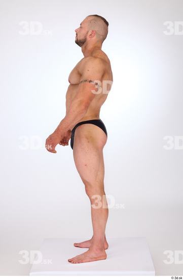 Whole Body Man White Underwear Muscular Standing Studio photo references