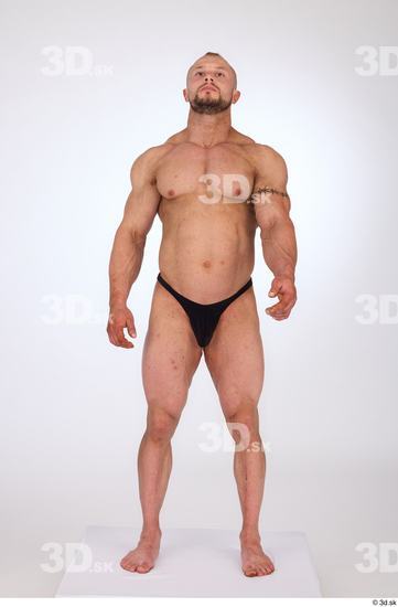 Whole Body Man White Underwear Muscular Standing Studio photo references