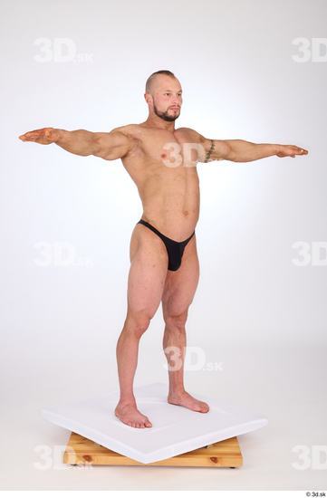 Whole Body Man White Underwear Muscular Standing Studio photo references