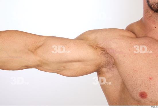 Arm Man White Nude Muscular Studio photo references