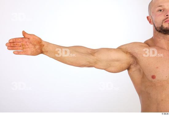 Arm Man White Nude Muscular Studio photo references