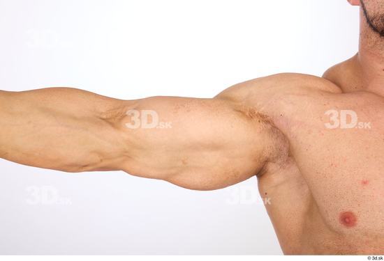 Arm Man White Nude Muscular Studio photo references