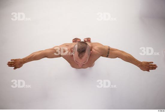 Whole Body Man White Muscular Kneeling Top Studio photo references