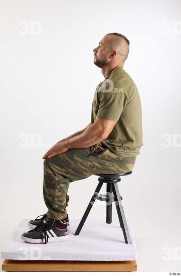 Whole Body Man White Casual Muscular Athletic Sitting Studio photo references