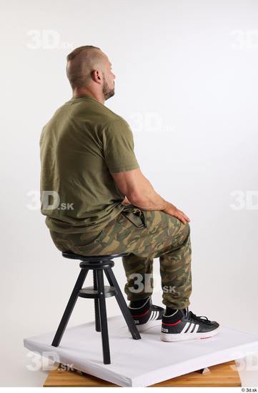 Whole Body Man White Casual Muscular Athletic Sitting Studio photo references